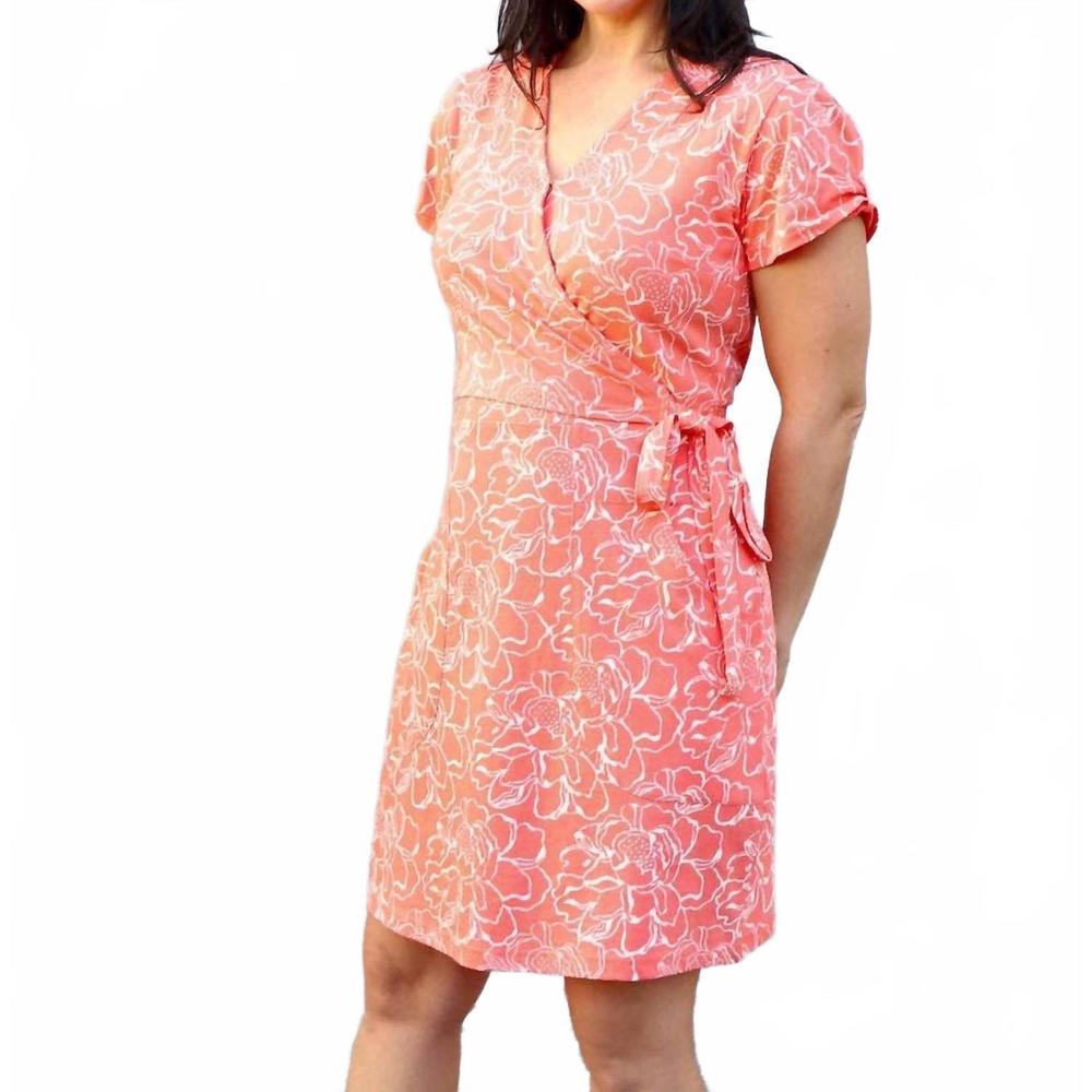 NEW PASSION LILIE luau organic wrap dress in coral